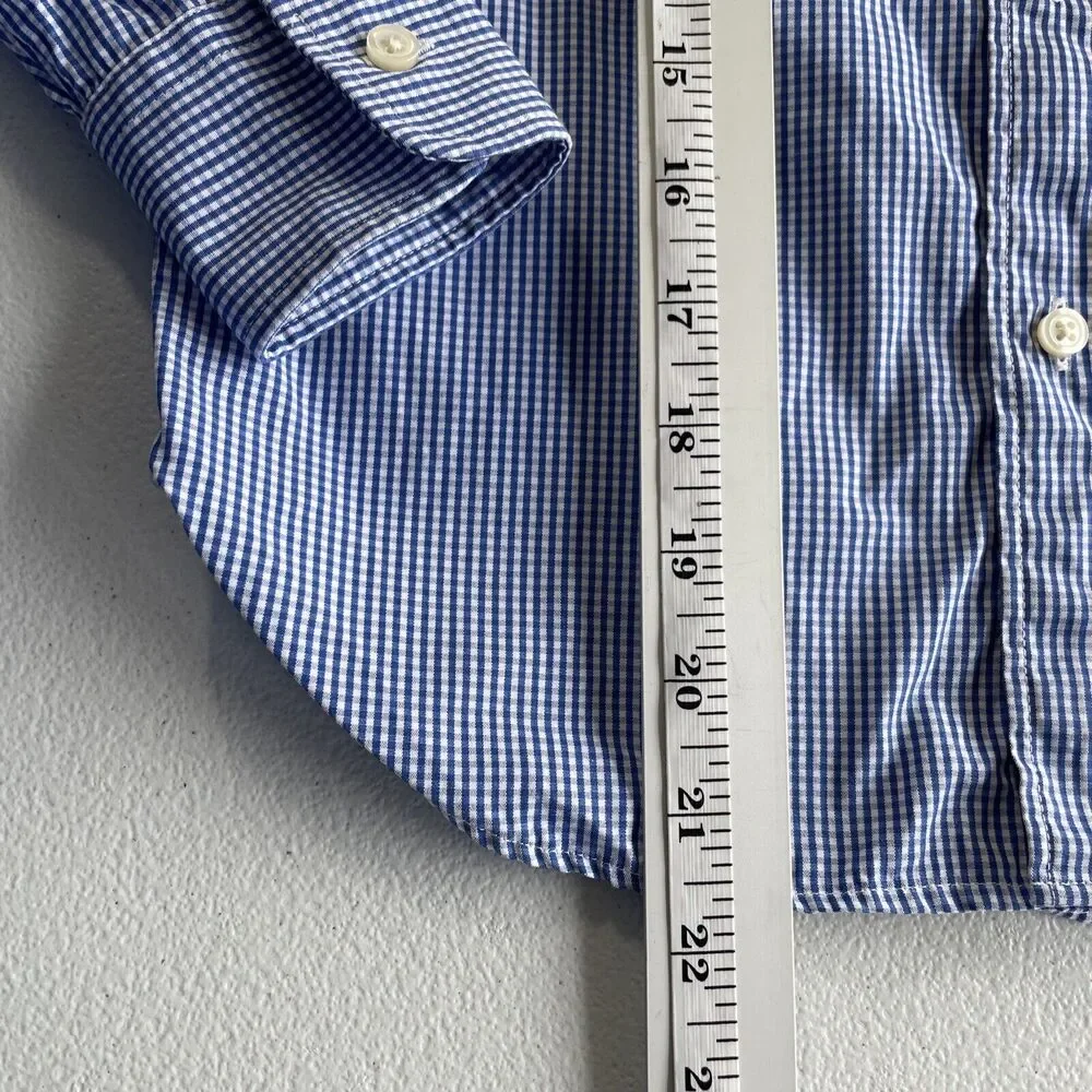 Crewcuts Thompson Plaid Button Up Shirt Boys Size 8 Long Sleeve Blue White - Picture 8 of 8